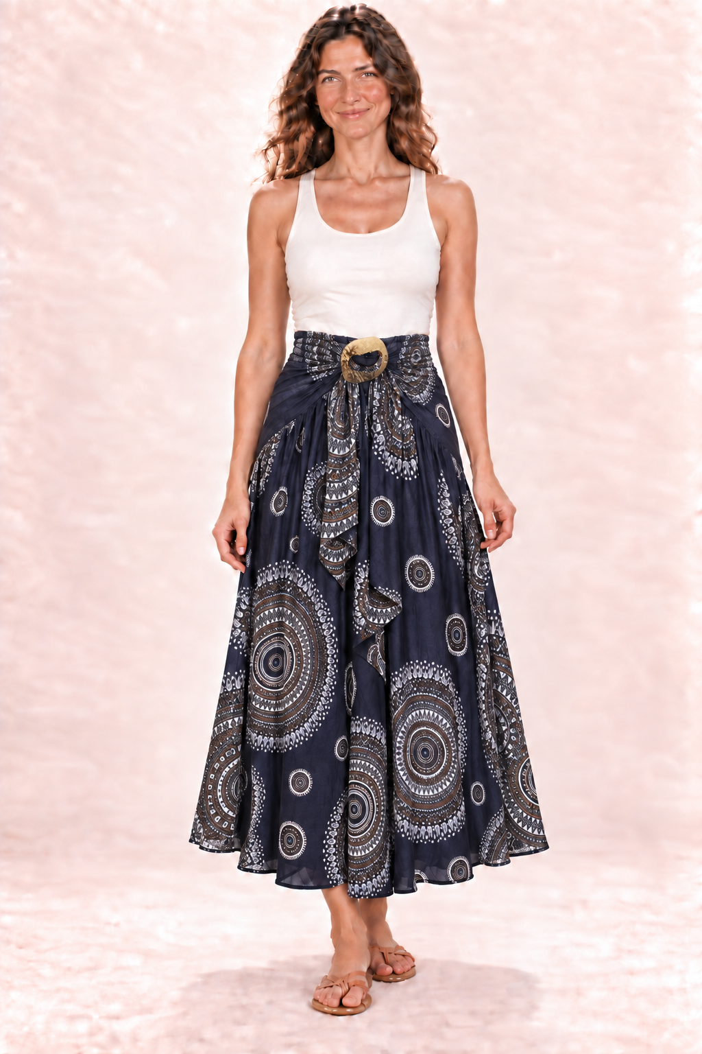 Coco Dress - Navy White Circles — Skirt — front view