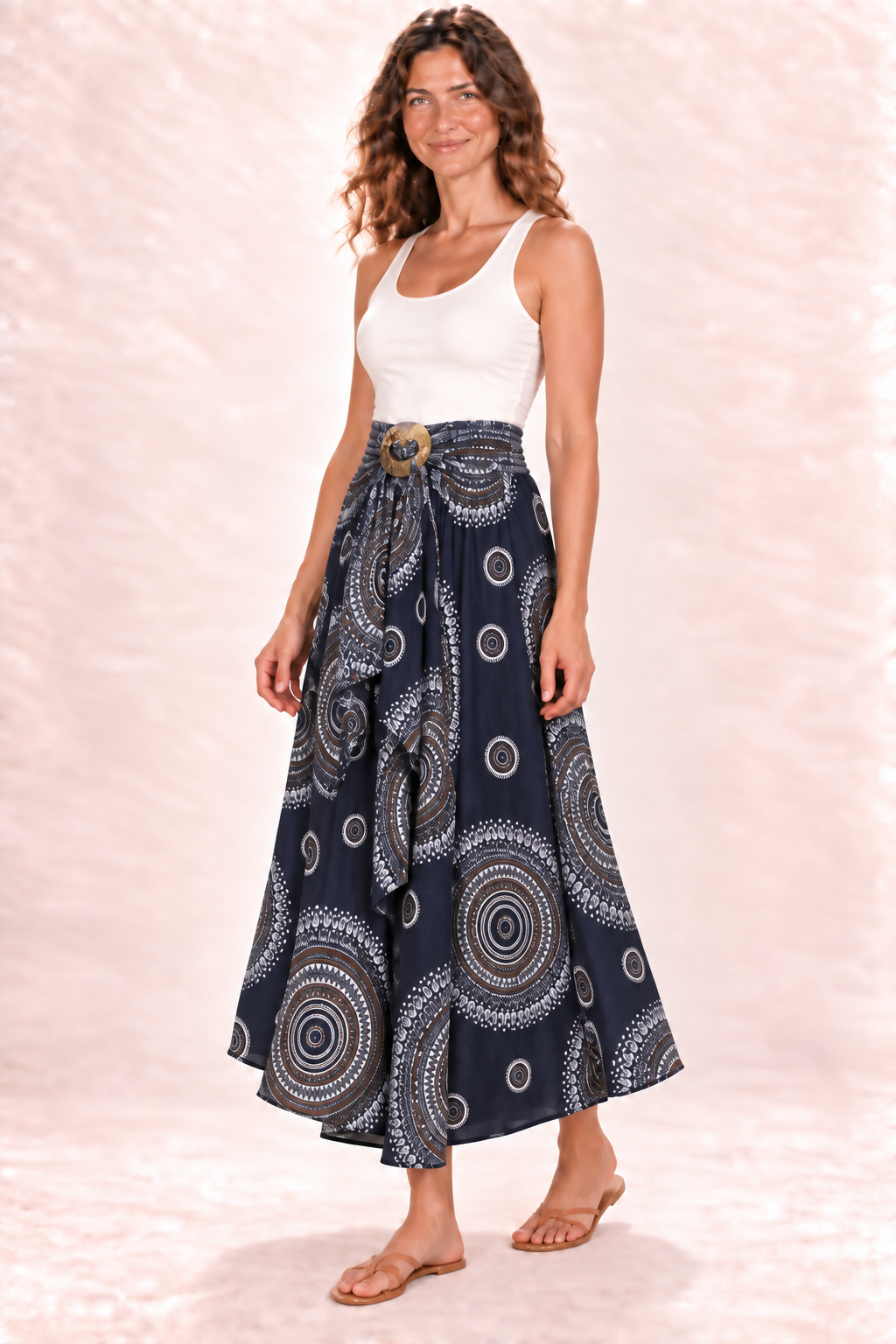 Coco Dress - Navy White Circles — Skirt — Quarter Side