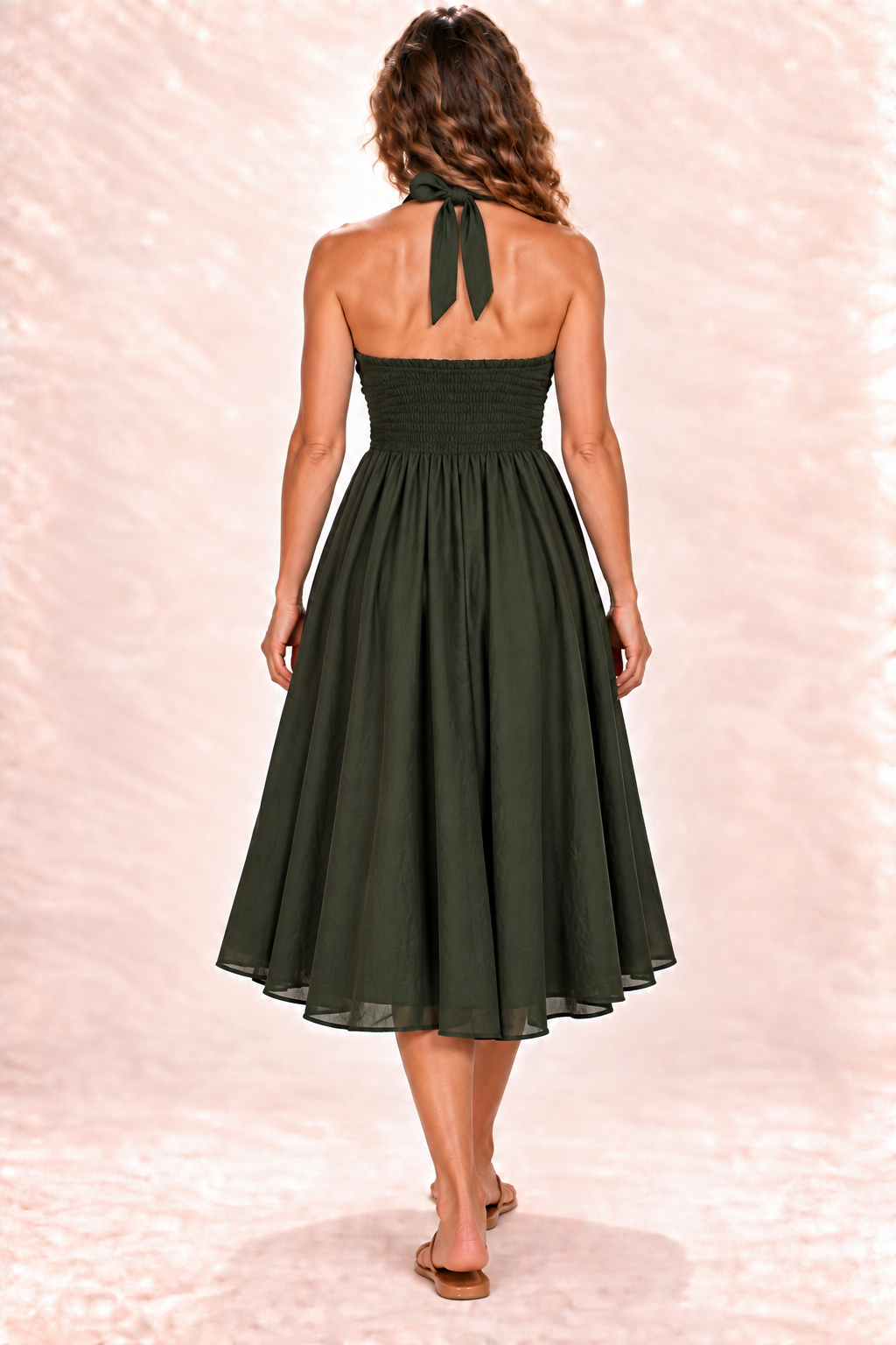 Coco Dress - Olive Green — Dress — Back