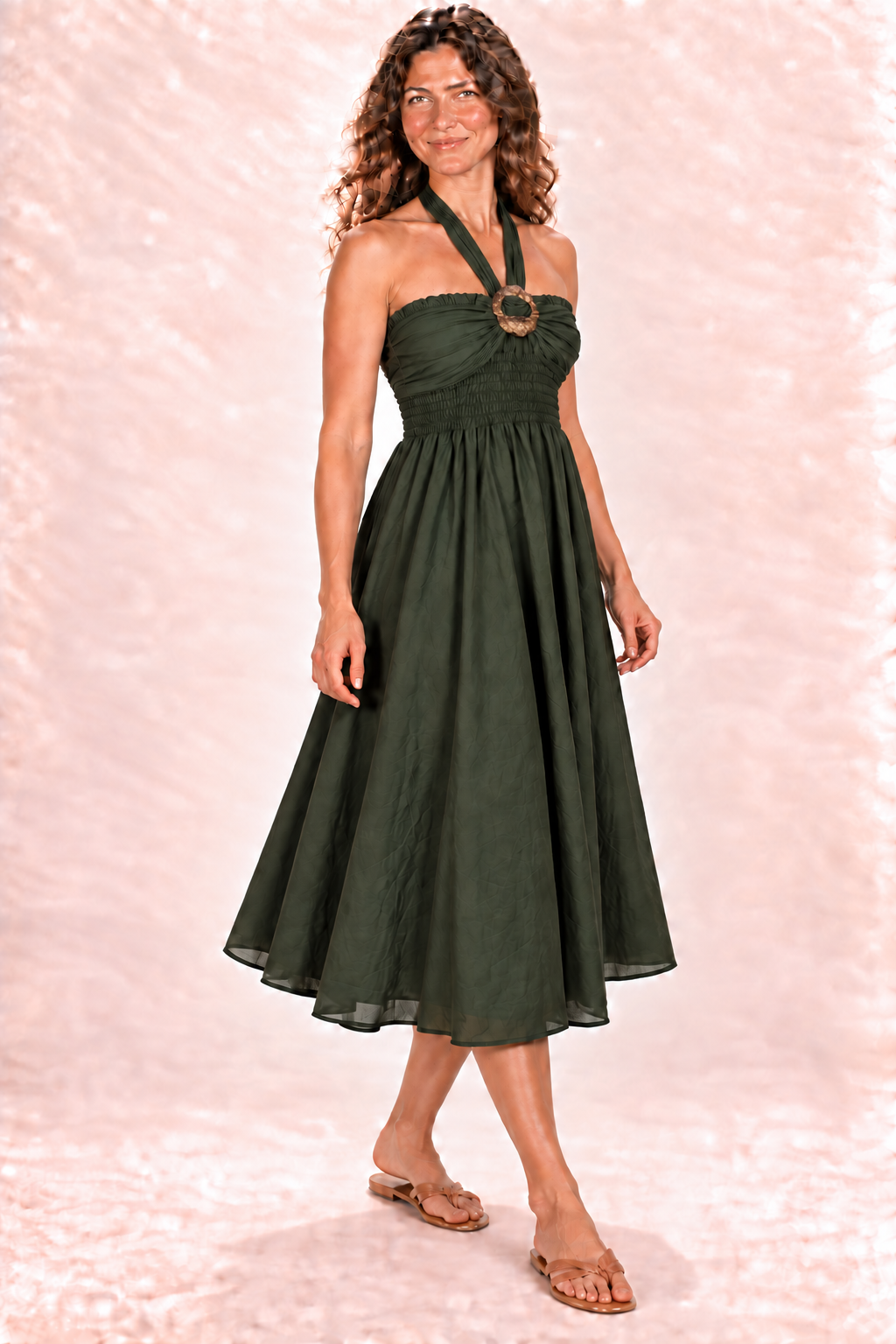 Coco Dress - Olive Green — Dress — Quarter Side