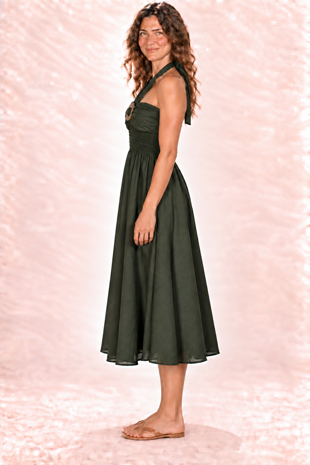 Coco Dress - Olive Green — Dress — Side