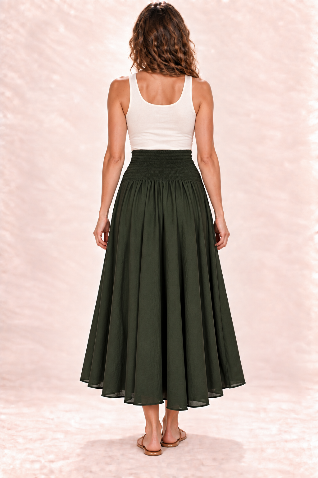 Coco Dress - Olive Green — Skirt — Back