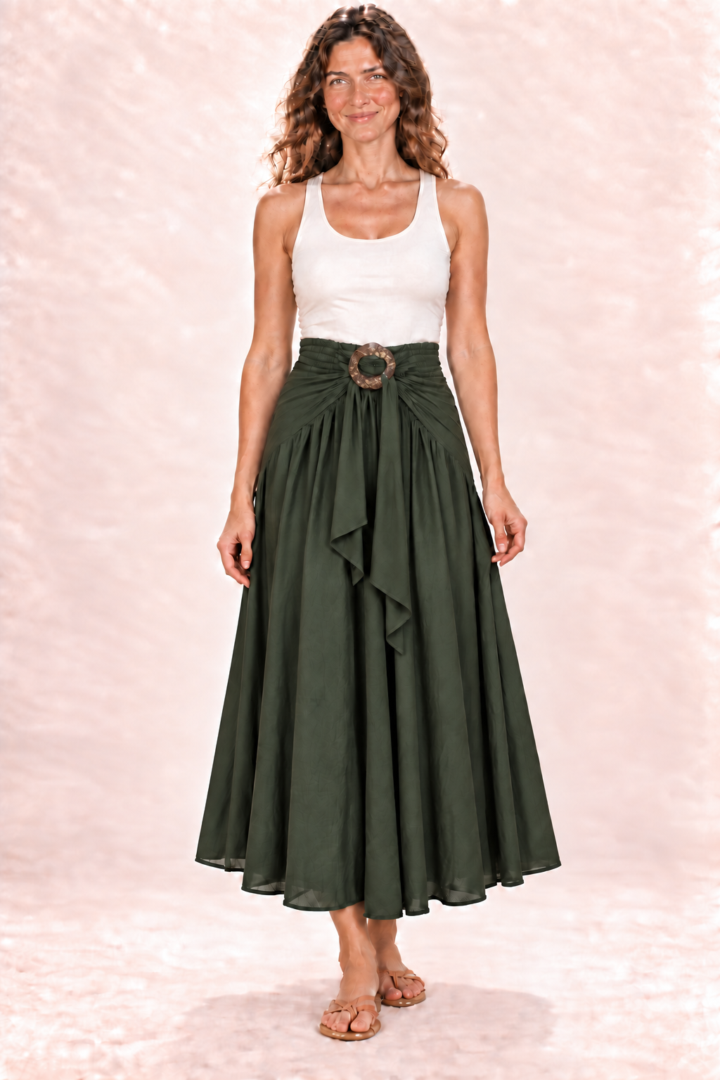Coco Dress - Olive Green — Skirt — front view
