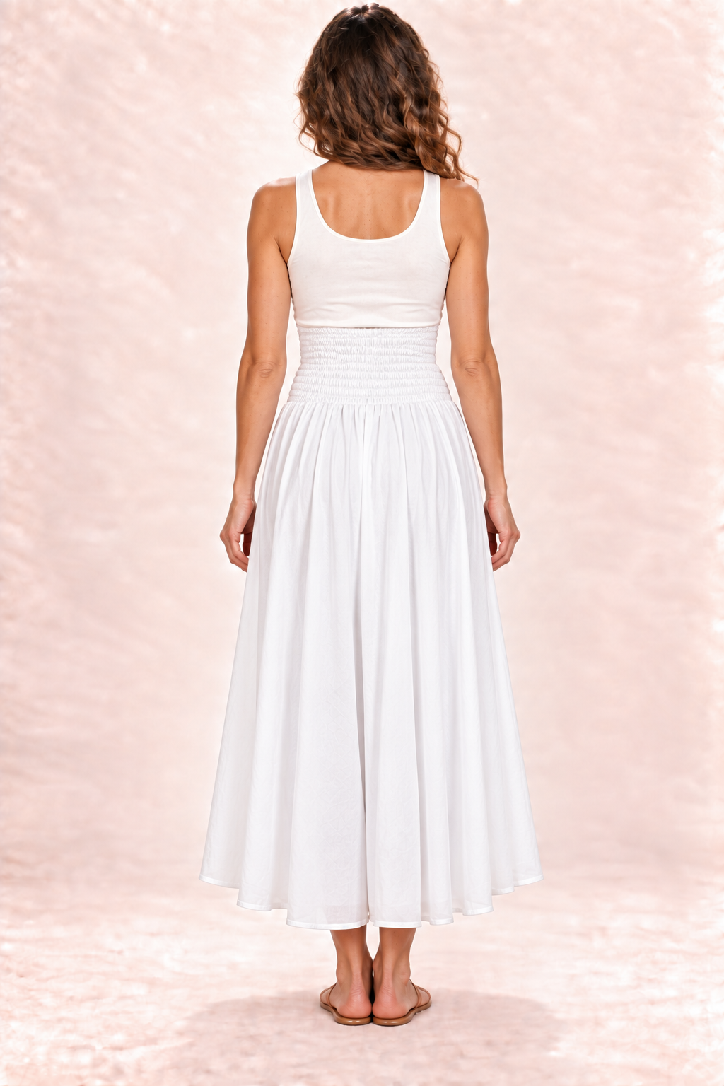 Coco Dress - White — Skirt — Back