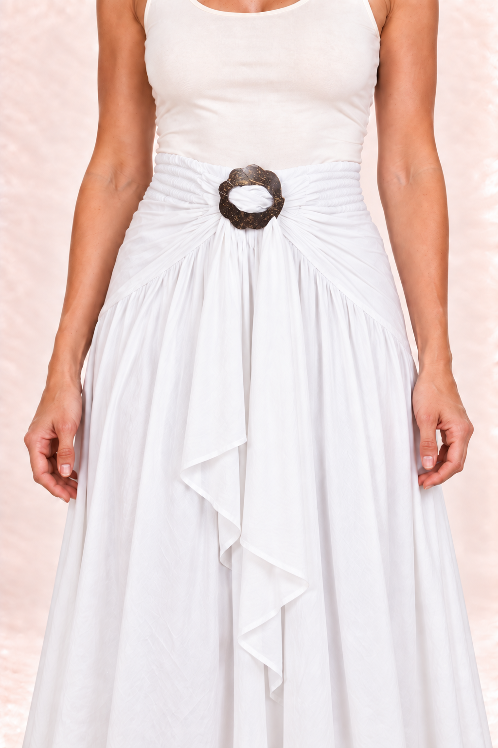 Coco Dress - White — Skirt — Closeup