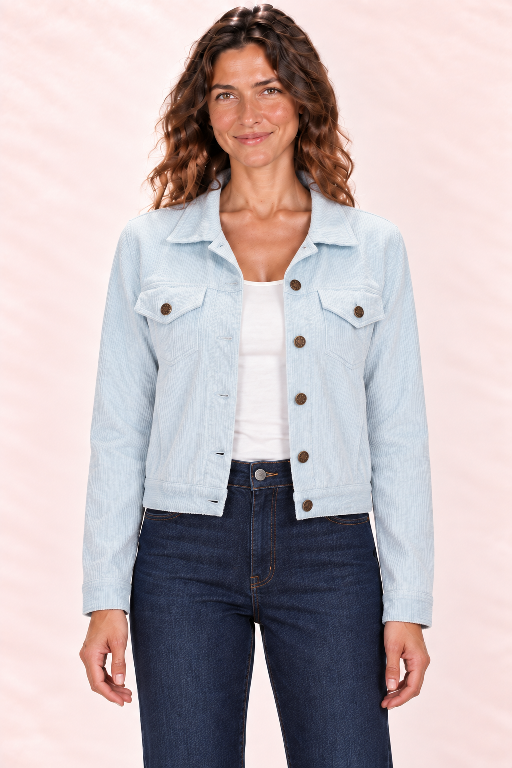 Corduroy Jacket - Light Blue — Closeup