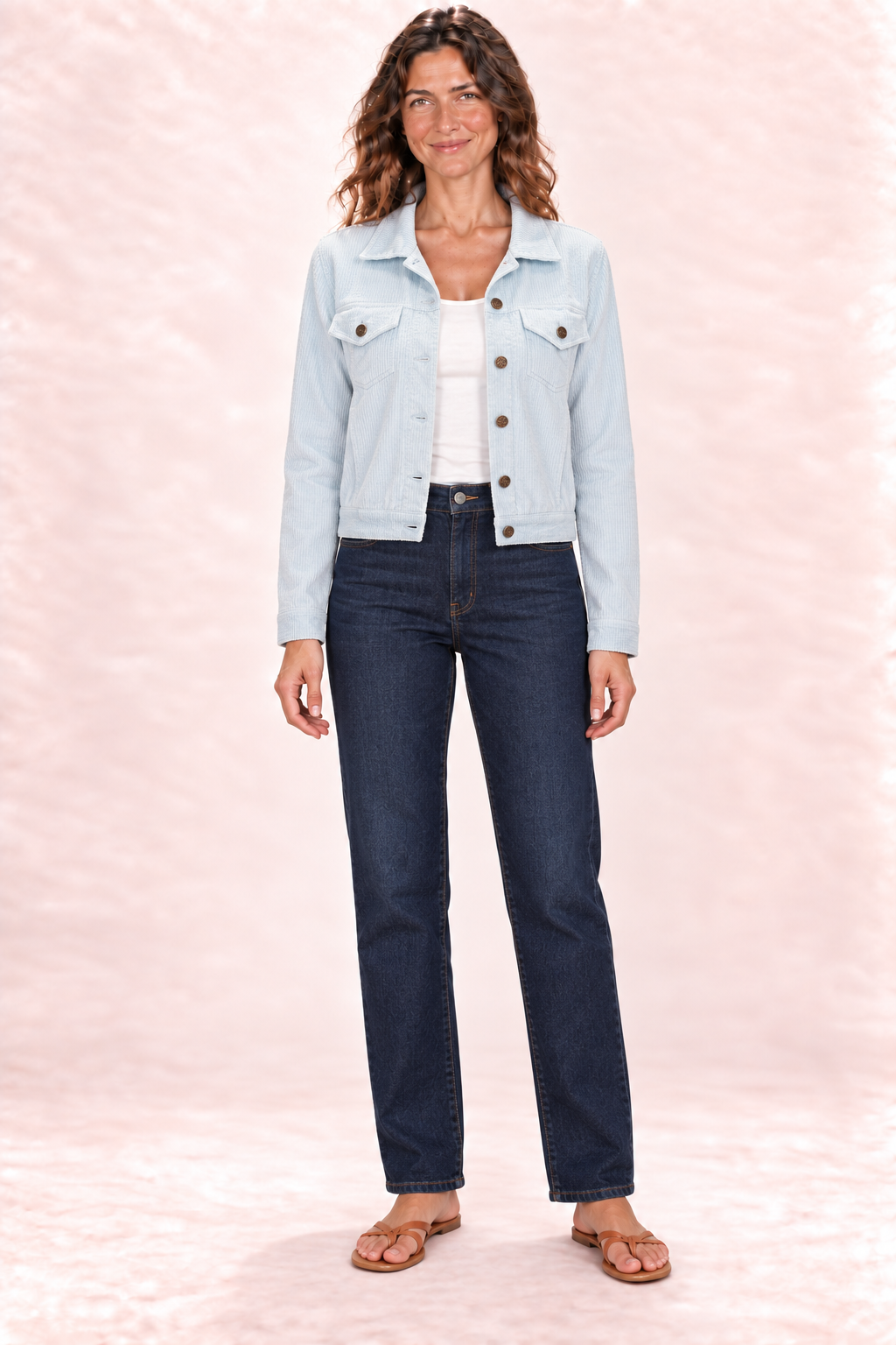Corduroy Jacket - Light Blue — front view
