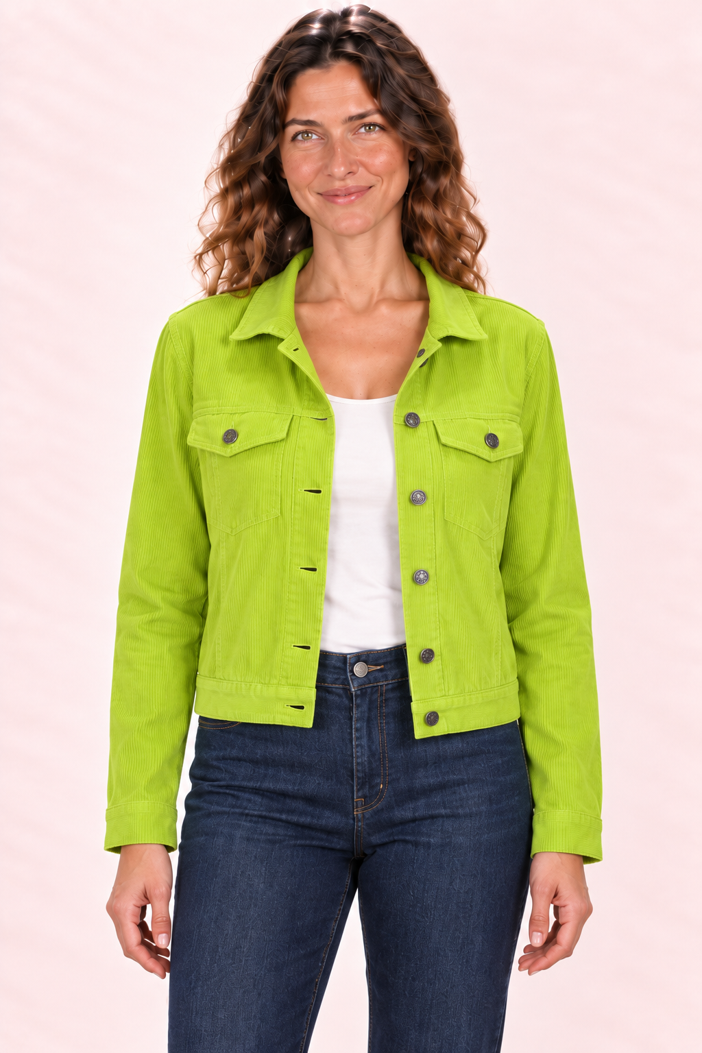 Corduroy Jacket - Lime Green — Closeup