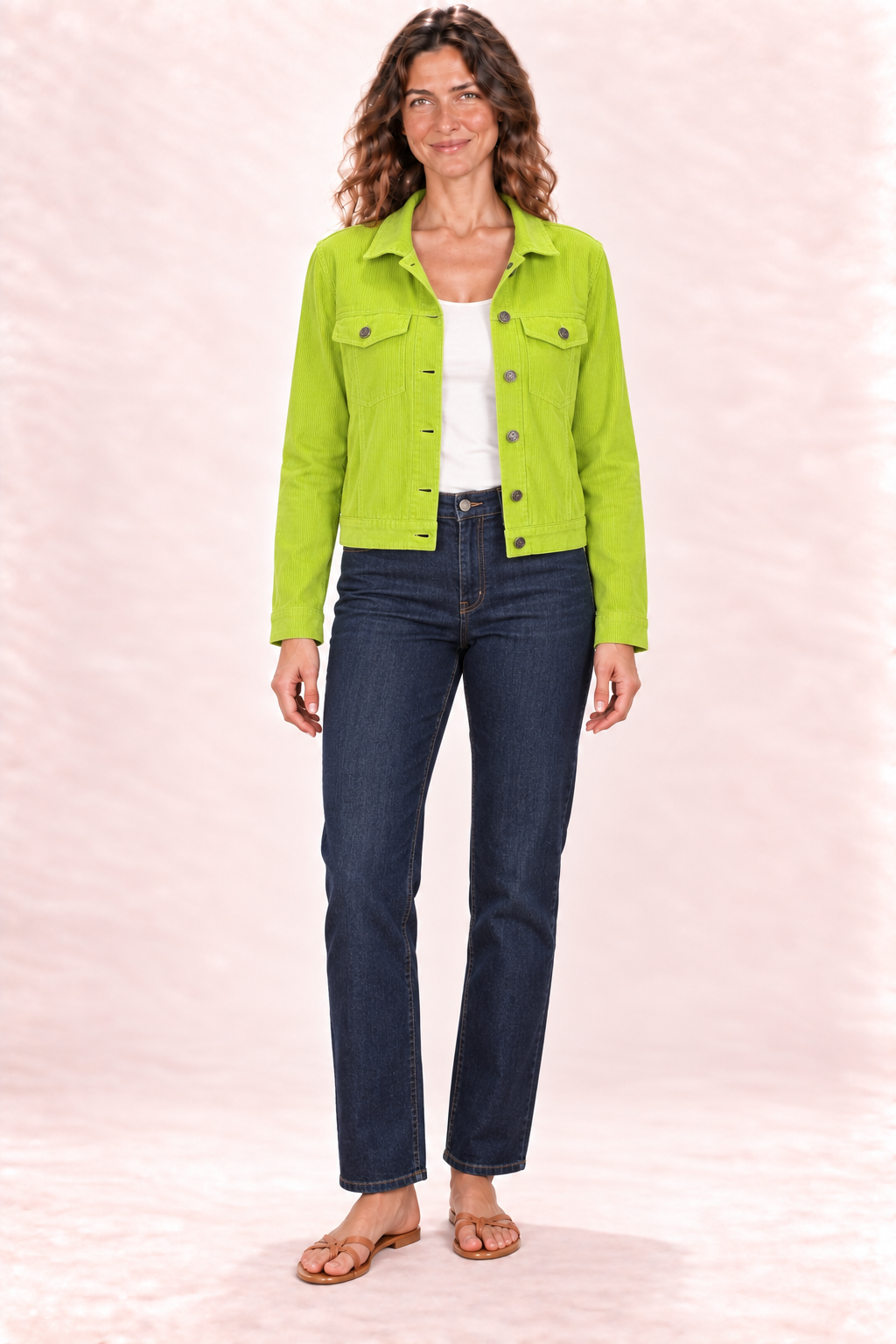 Corduroy Jacket - Lime Green — front view