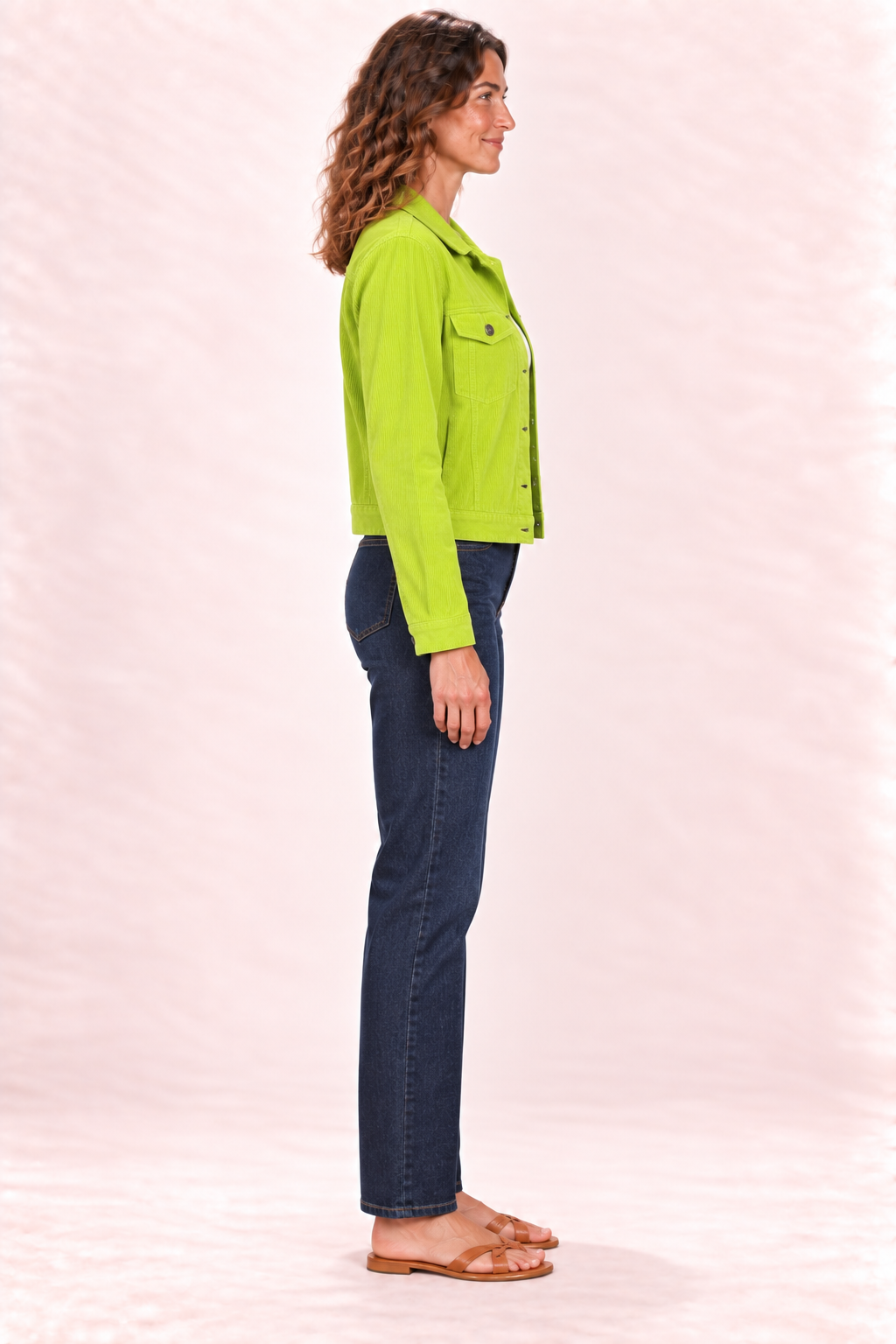 Corduroy Jacket - Lime Green — Side