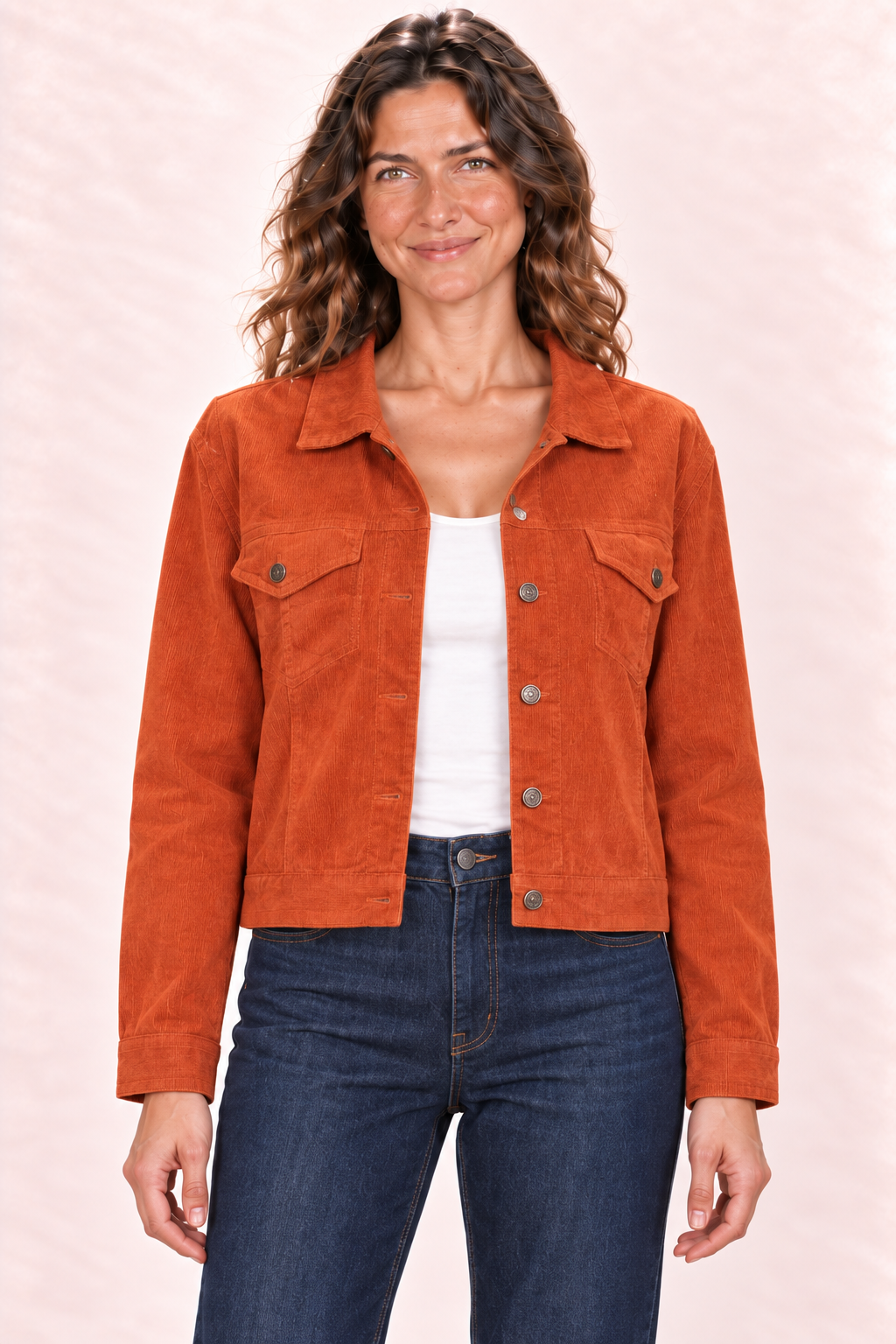 Corduroy Jacket - Rust Orange — Closeup