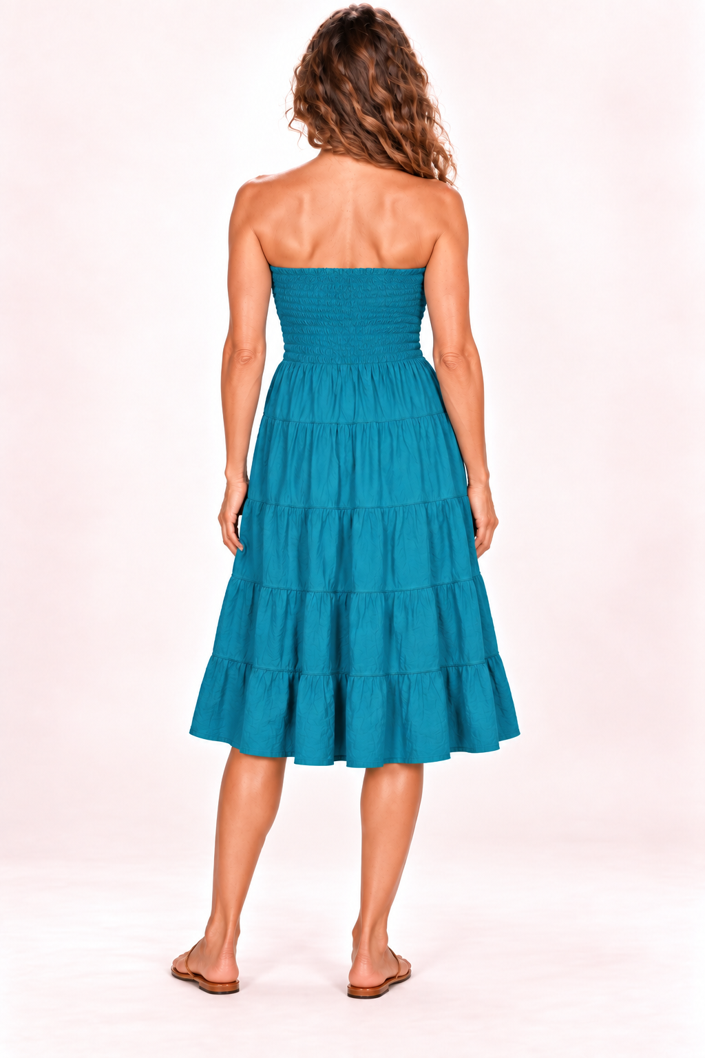 Silk Long Dress and Skirt - Teal — Dress — Back