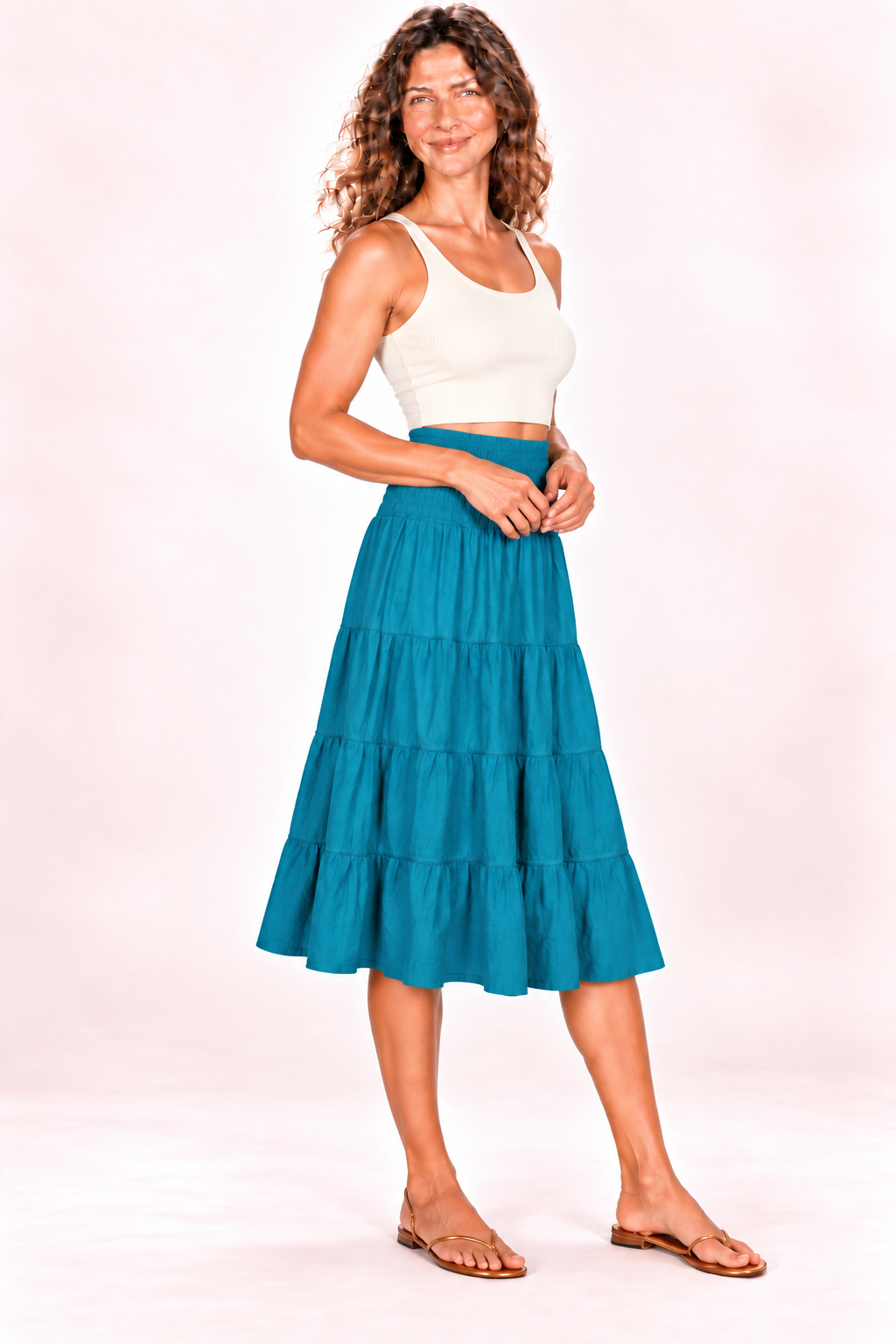 Silk Long Dress and Skirt - Teal — Skirt — Quarter Side