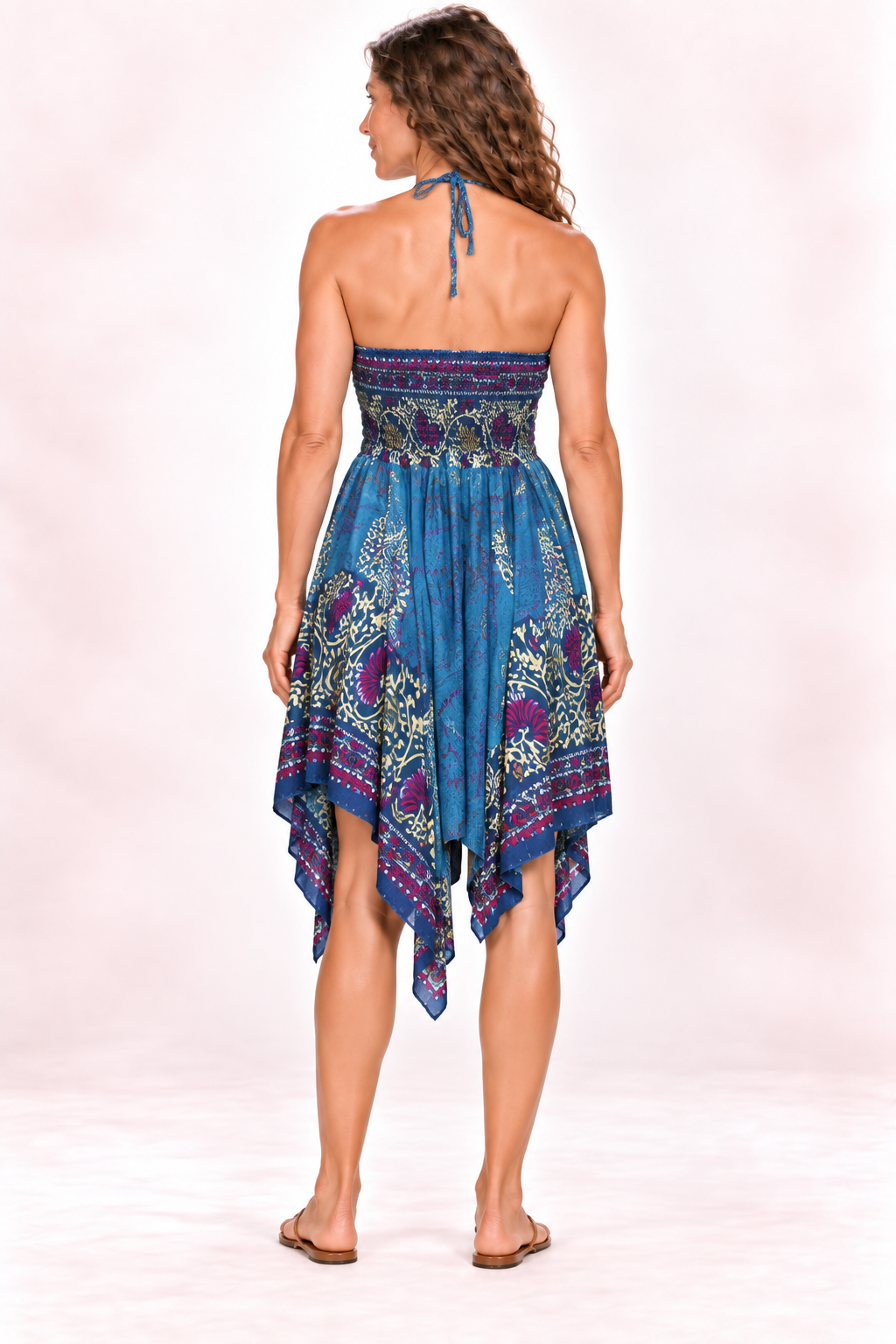 Zig Zag Dress and Skirt - Blue Purple Floral — Dress — Back