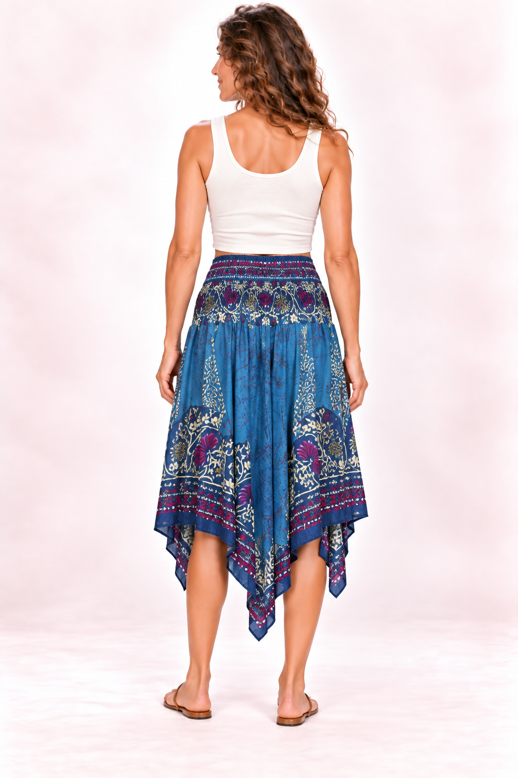 Zig Zag Dress and Skirt - Blue Purple Floral — Skirt — Back