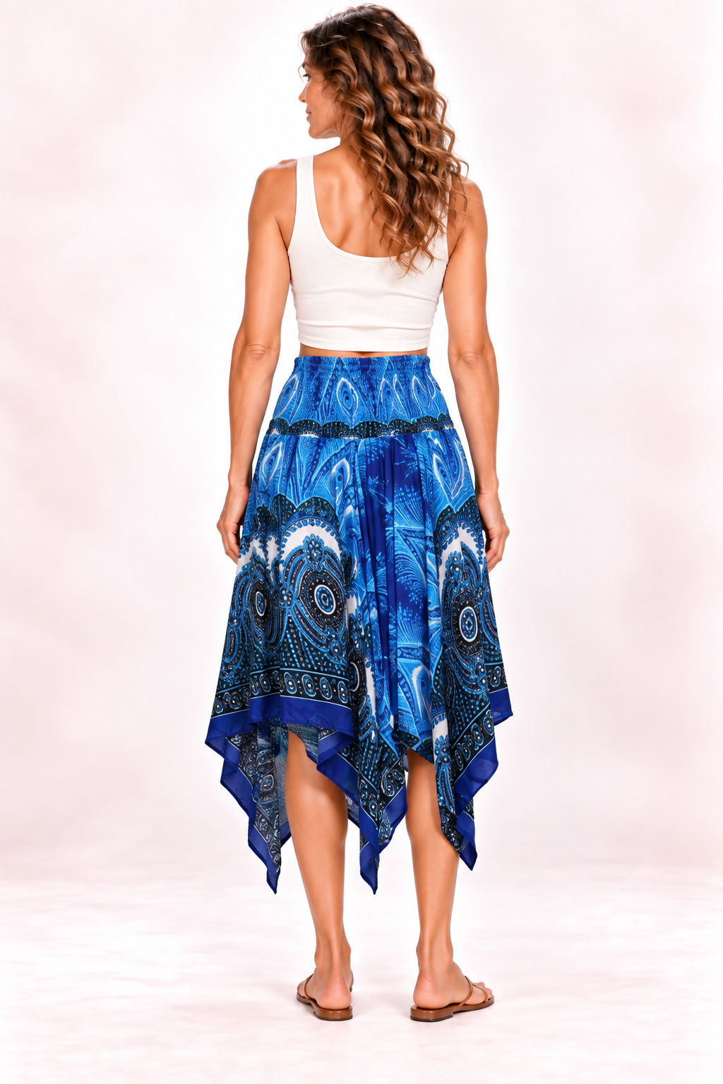 Zig Zag Dress and Skirt - Blue White Paisley — Skirt — Back