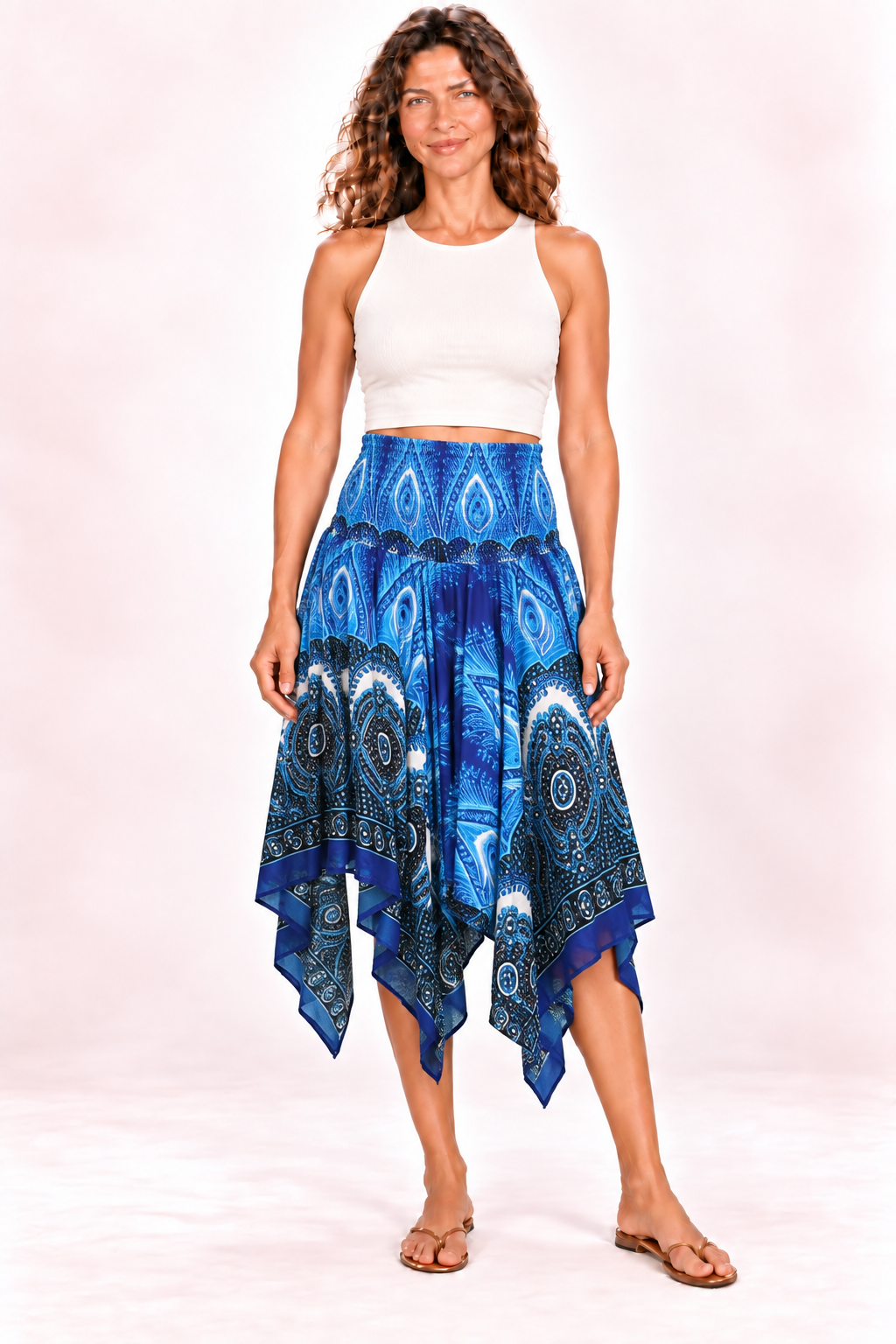Zig Zag Dress and Skirt - Blue White Paisley — Skirt — front view