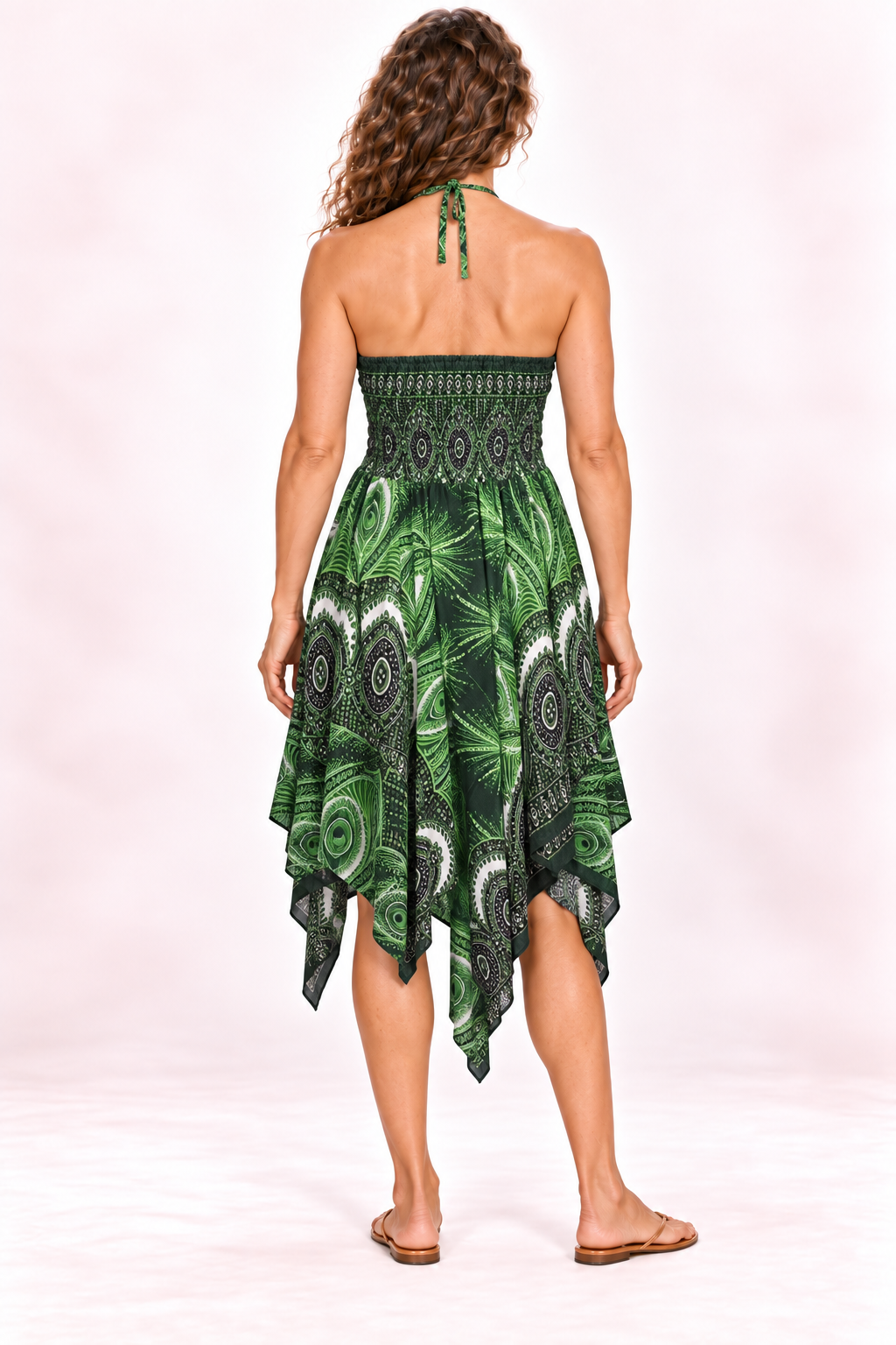 Zig Zag Dress and Skirt - Green Black Paisley — Dress — Back