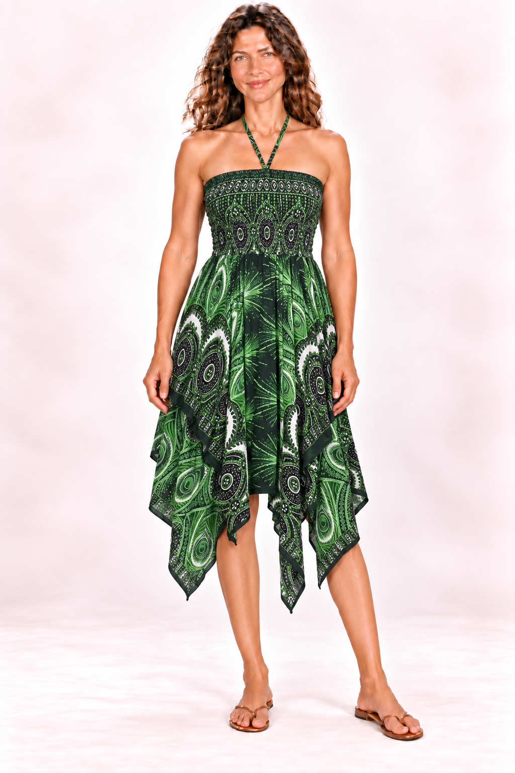 Zig Zag Dress and Skirt - Green Black Paisley — Dress — front view