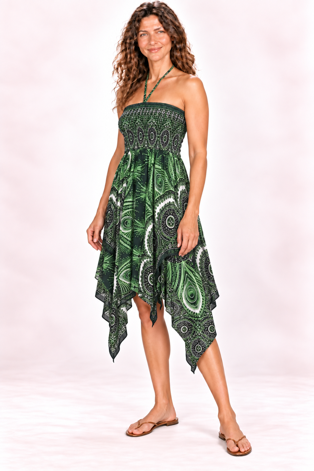 Zig Zag Dress and Skirt - Green Black Paisley — Dress — Quarter Side