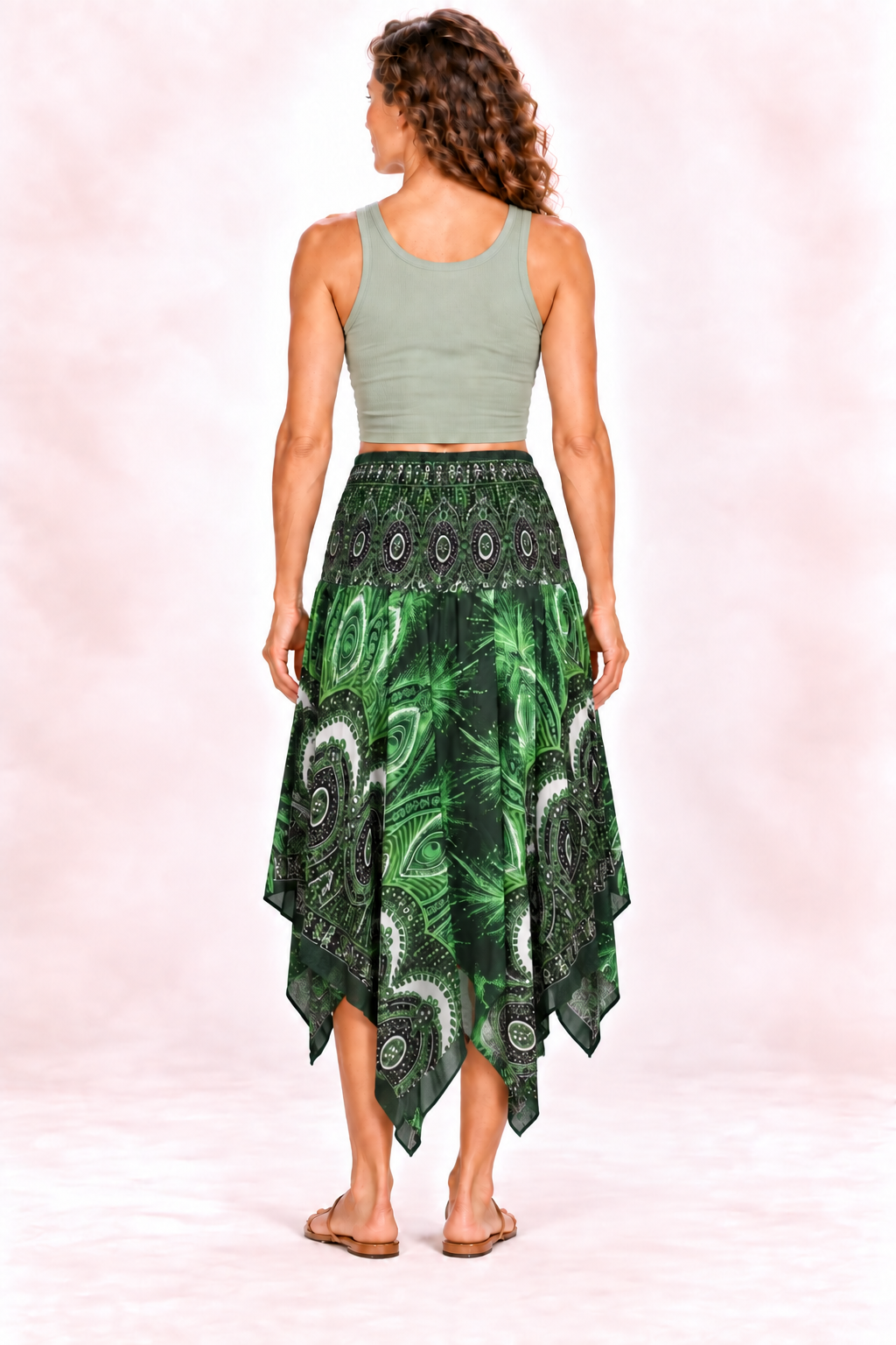 Zig Zag Dress and Skirt - Green Black Paisley — Skirt — Back