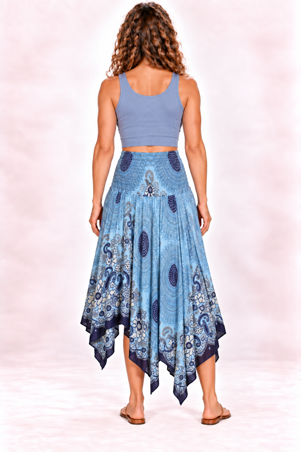 Zig Zag Dress and Skirt - Light Blue Pattern — Skirt — Back