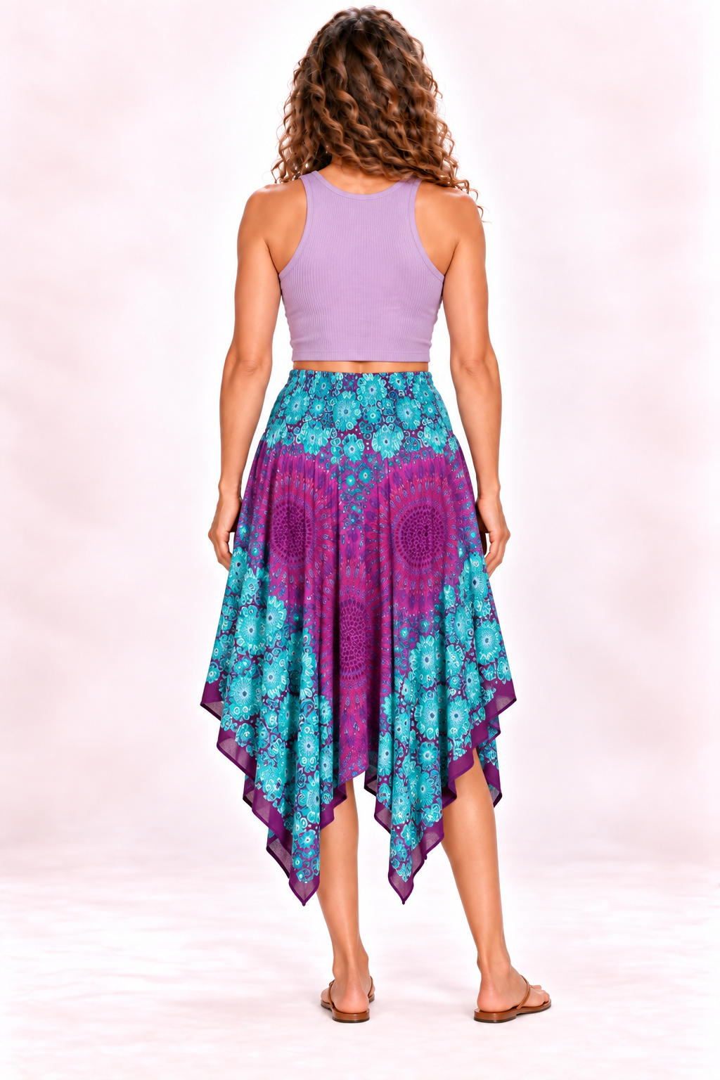 Zig Zag Dress and Skirt - Purple Turquoise Mandala — Skirt — Back