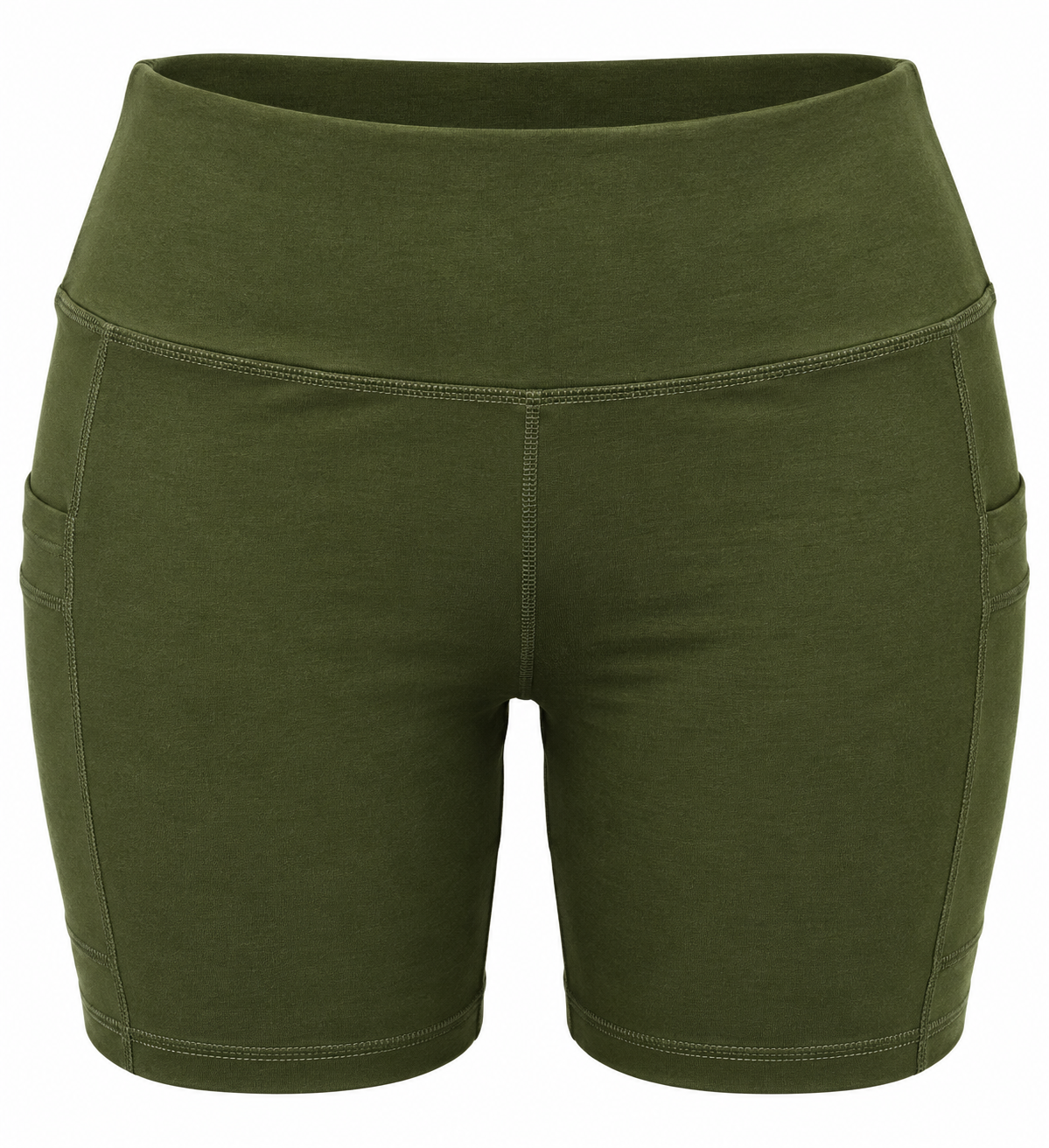Olive Fold-Waist Shorts – construction detail
