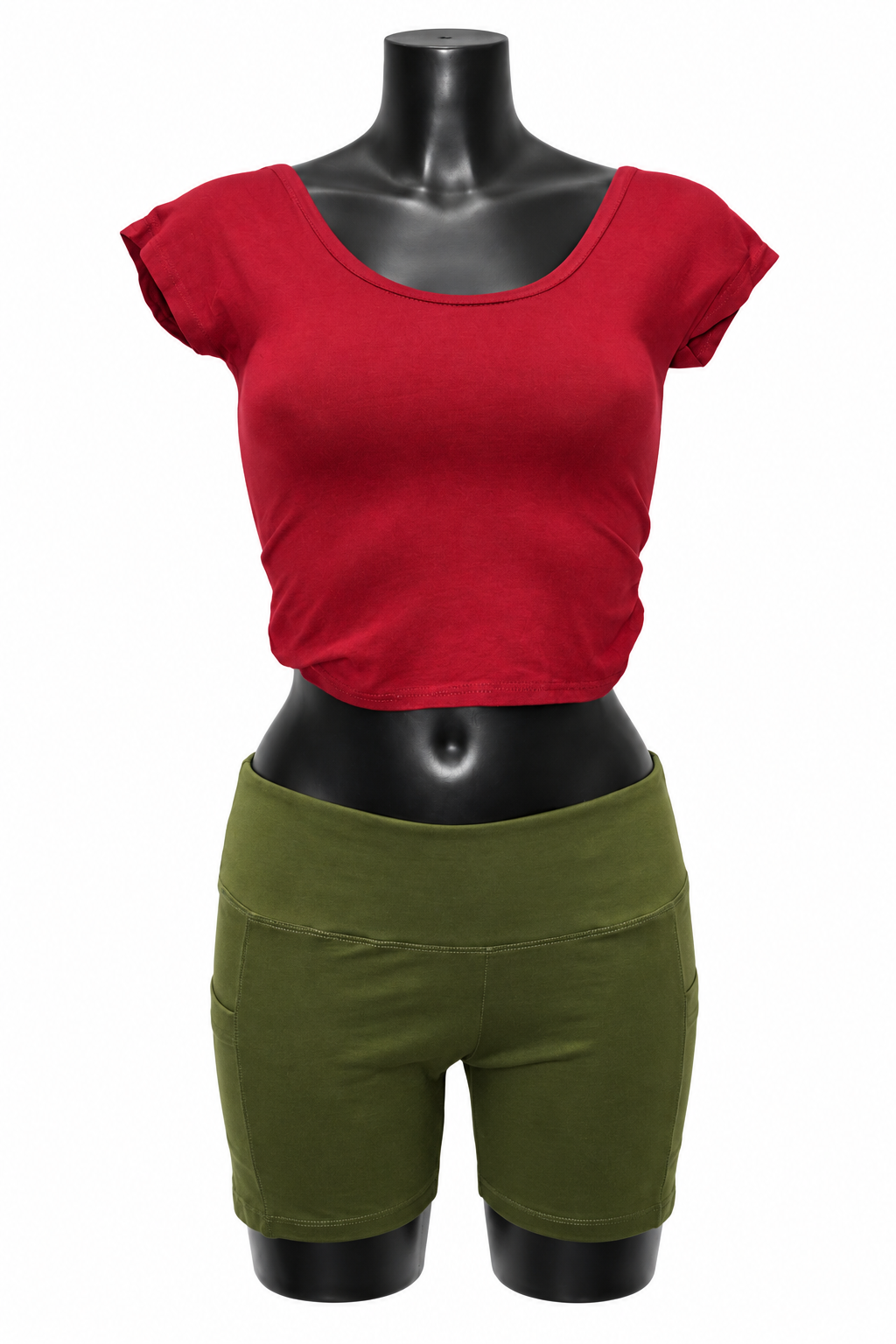 Olive Fold-Waist Shorts – clean original product view