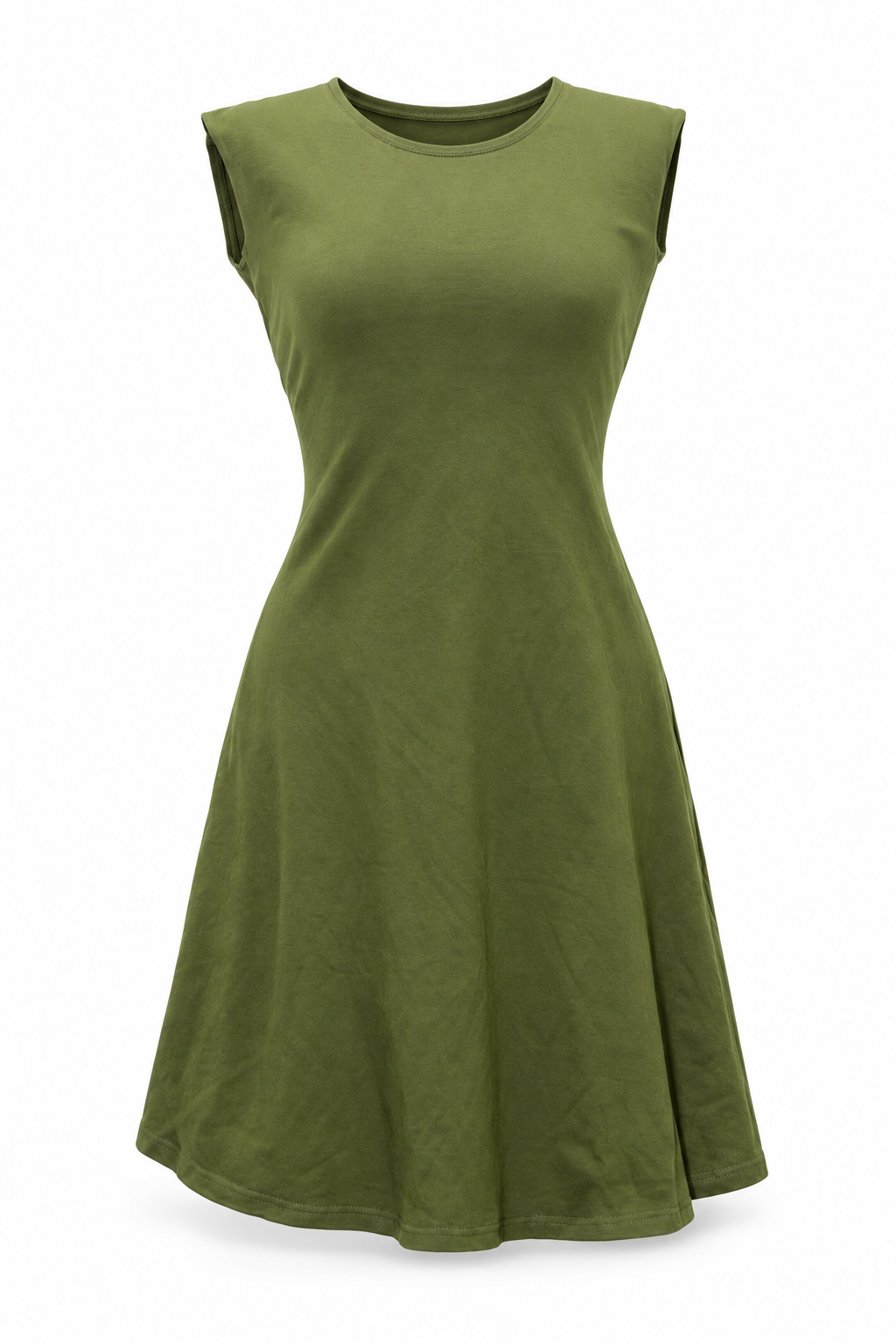 Olive Green Cap Sleeve Dress — front ghost mannequin