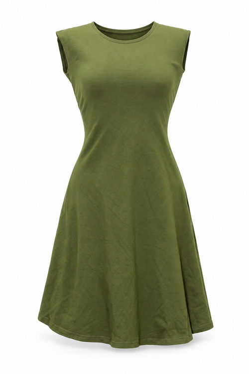 Olive Green Cap Sleeve Dress
