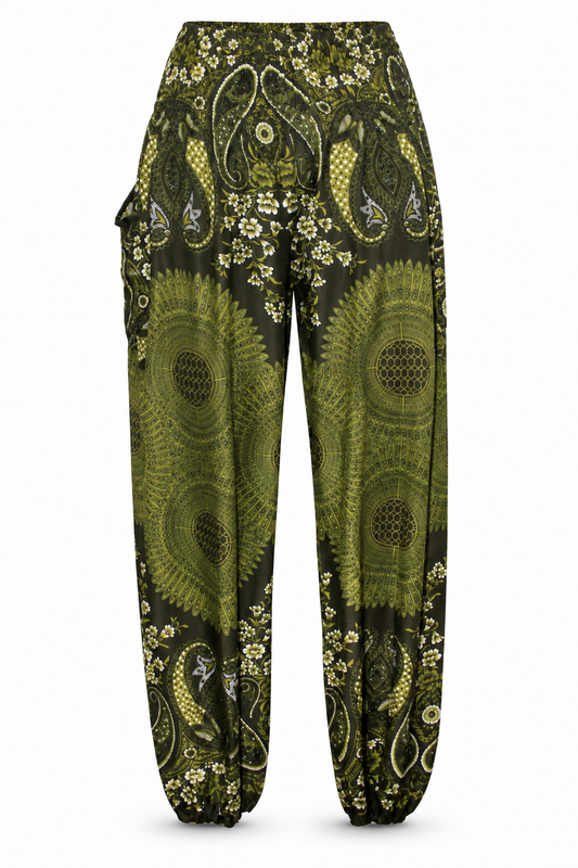 Olive Mandala Harem Pants – product view 1