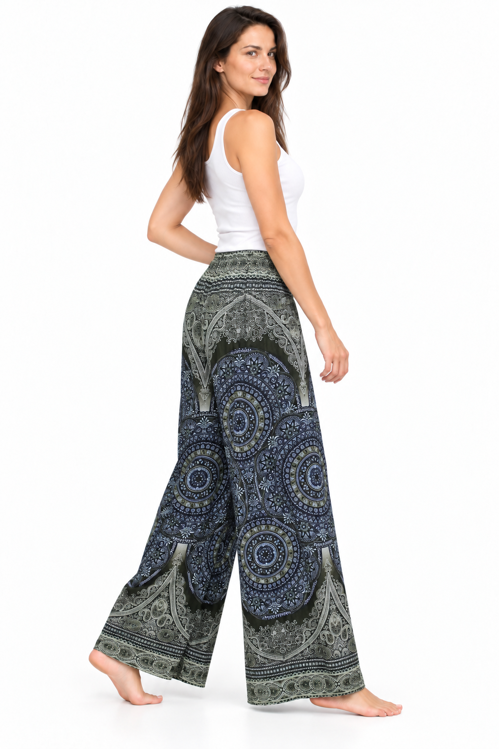 Olive Navy Mandala Palazzo – product view 3
