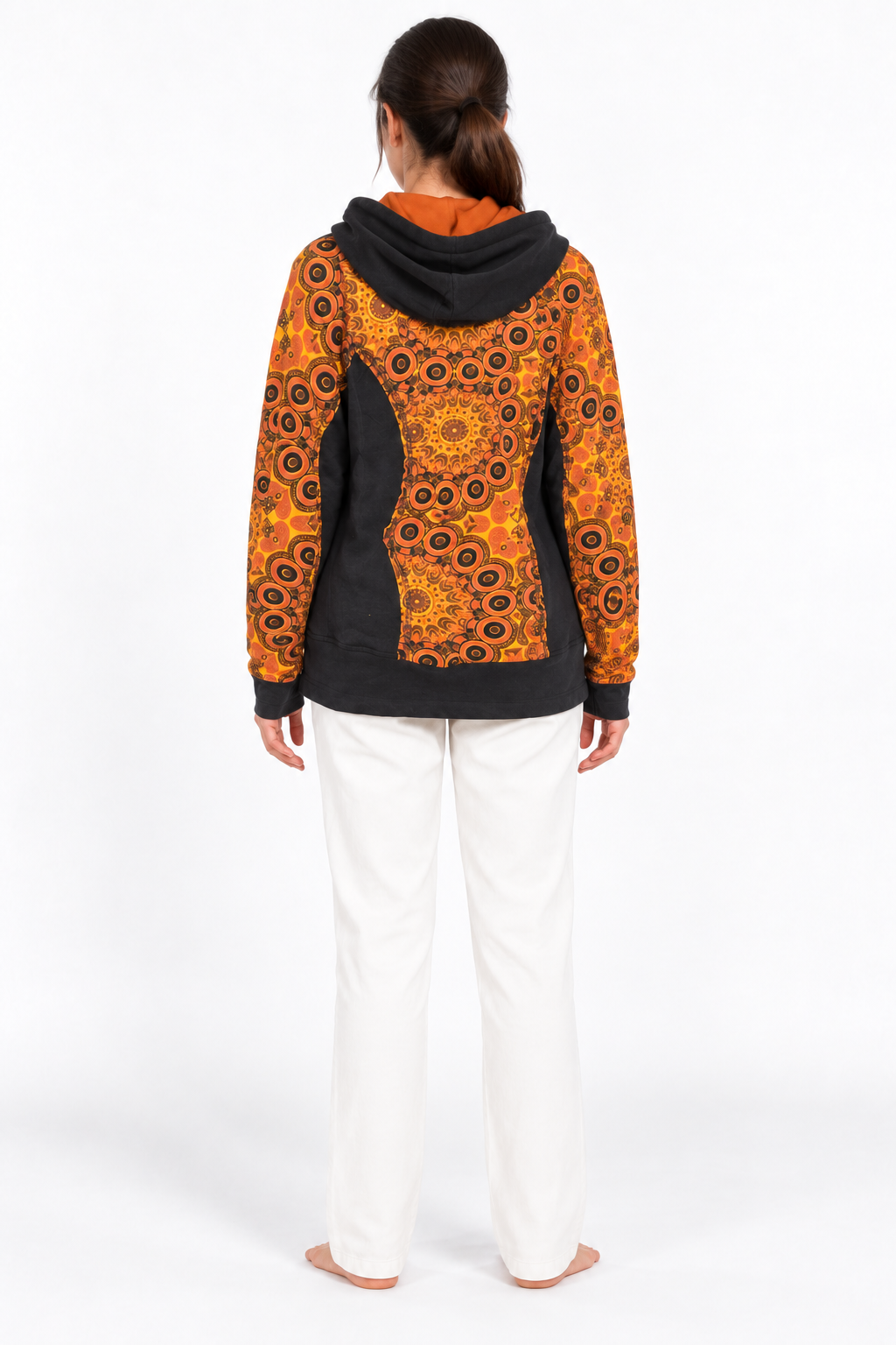 Orange Black Mandala Pattern jacket, back view