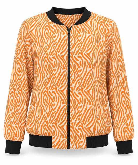 Orange White Abstract Pattern jacket, front product view