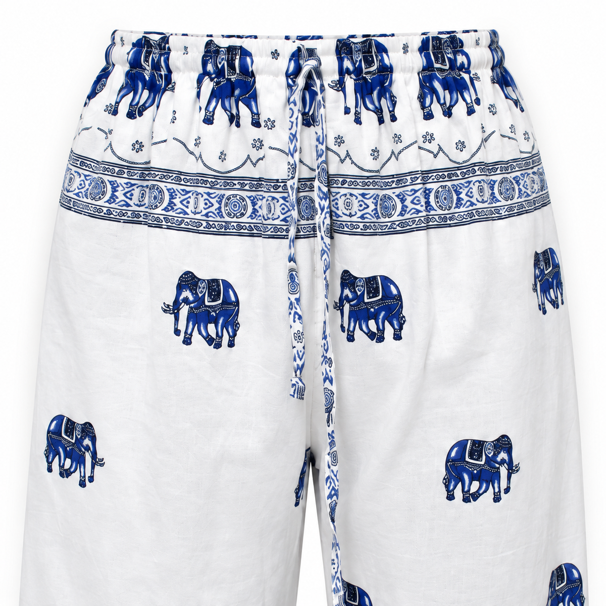 White Blue Elephant Print Trousers – view 5