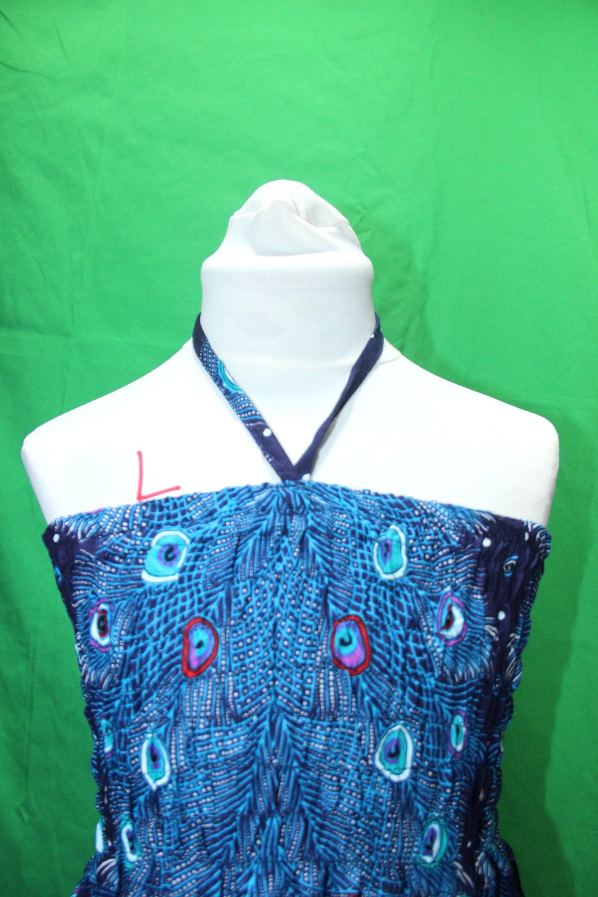 Peacock Feather Eyes – Rayon Convertible Dress-Cum-Skirt – dress closeup