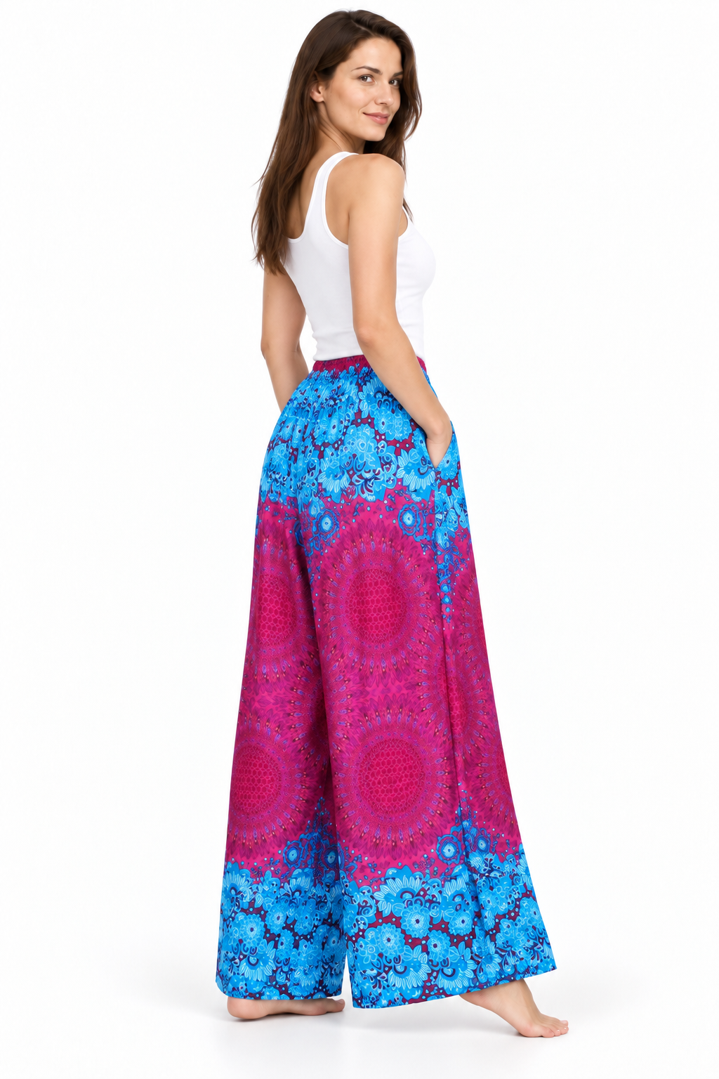 Pink Turquoise Border Palazzo – product view 3