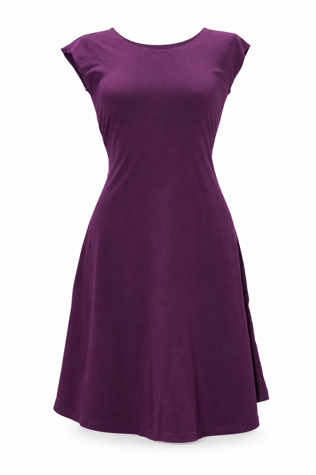 Purple Cap Sleeve Dress — front ghost mannequin