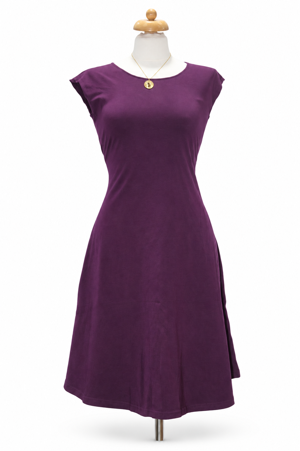 Purple Cap Sleeve Dress — original mannequin product photograph