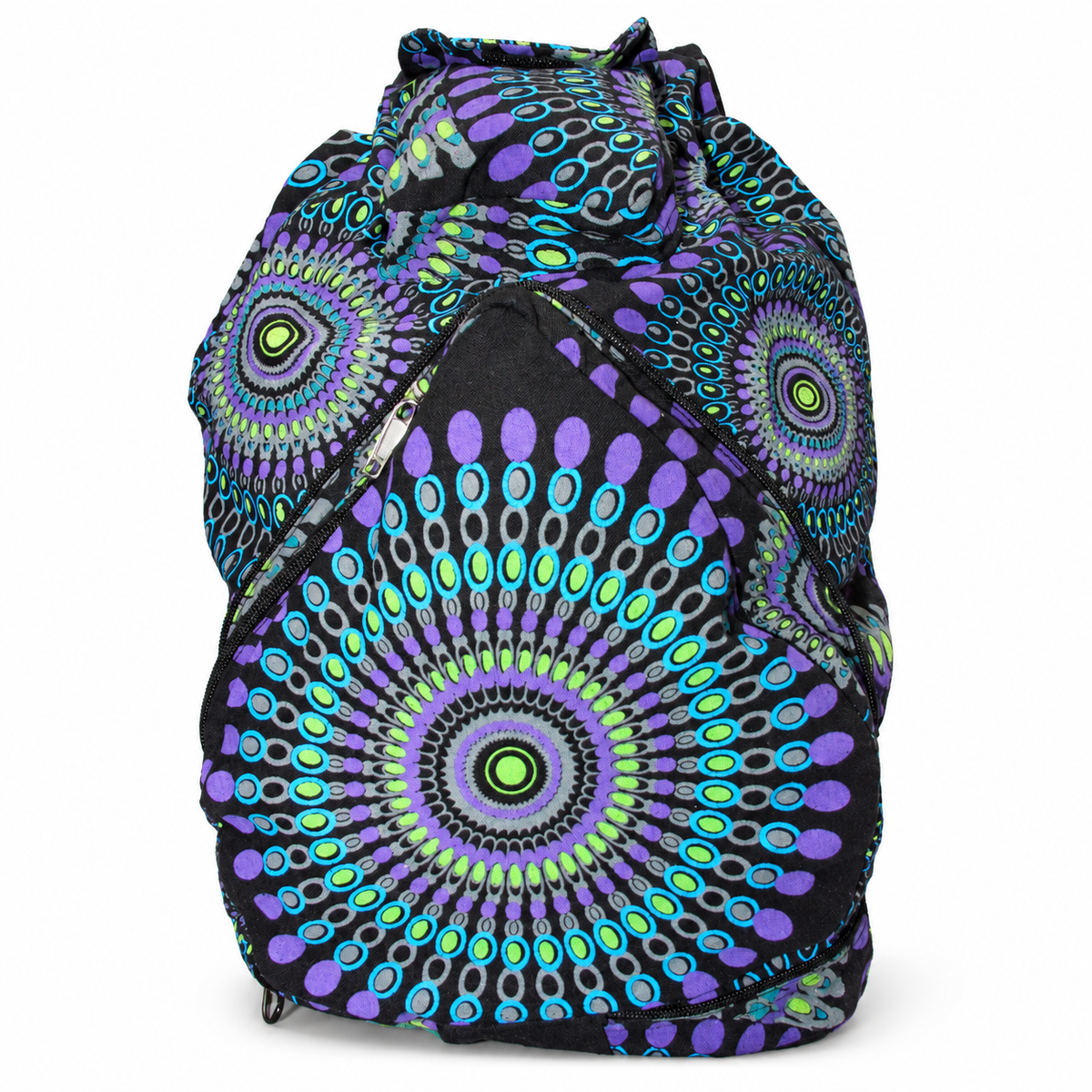 Purple Green Mandala Drawstring Backpack – view 1