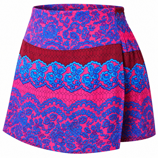 Purple Pink Floral Skort – construction detail