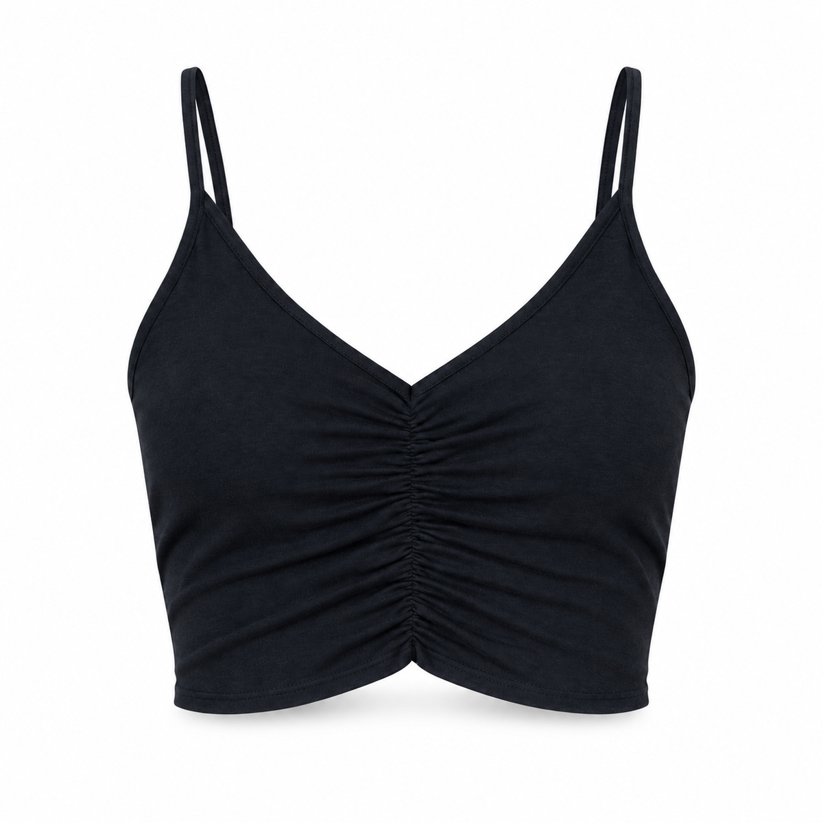 Radiance Cotton Top-Bra with Radiating Back Design, Black, ghost mannequin on white background |variant:black|view:ghost|