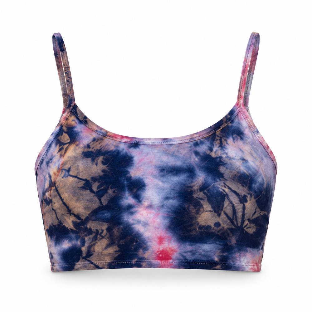 Rainbow Cotton Top-Bra with Rainbow Back Design - ghost mannequin product image on white background