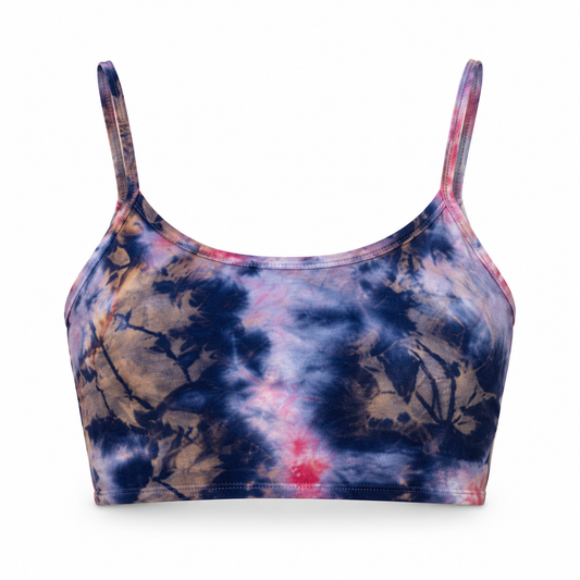 Rainbow Cotton Top-Bra with Rainbow Back Design - ghost mannequin product image on white background