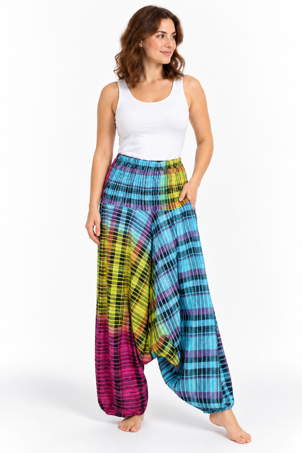 Rainbow Plaid Harem Pants – product view 2