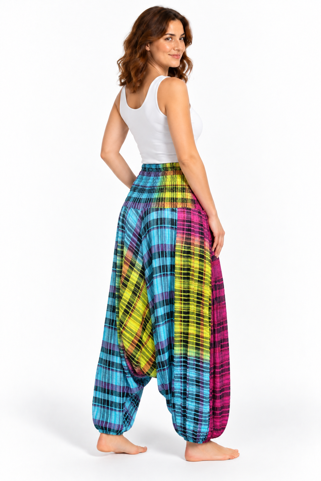 Rainbow Plaid Harem Pants – product view 3