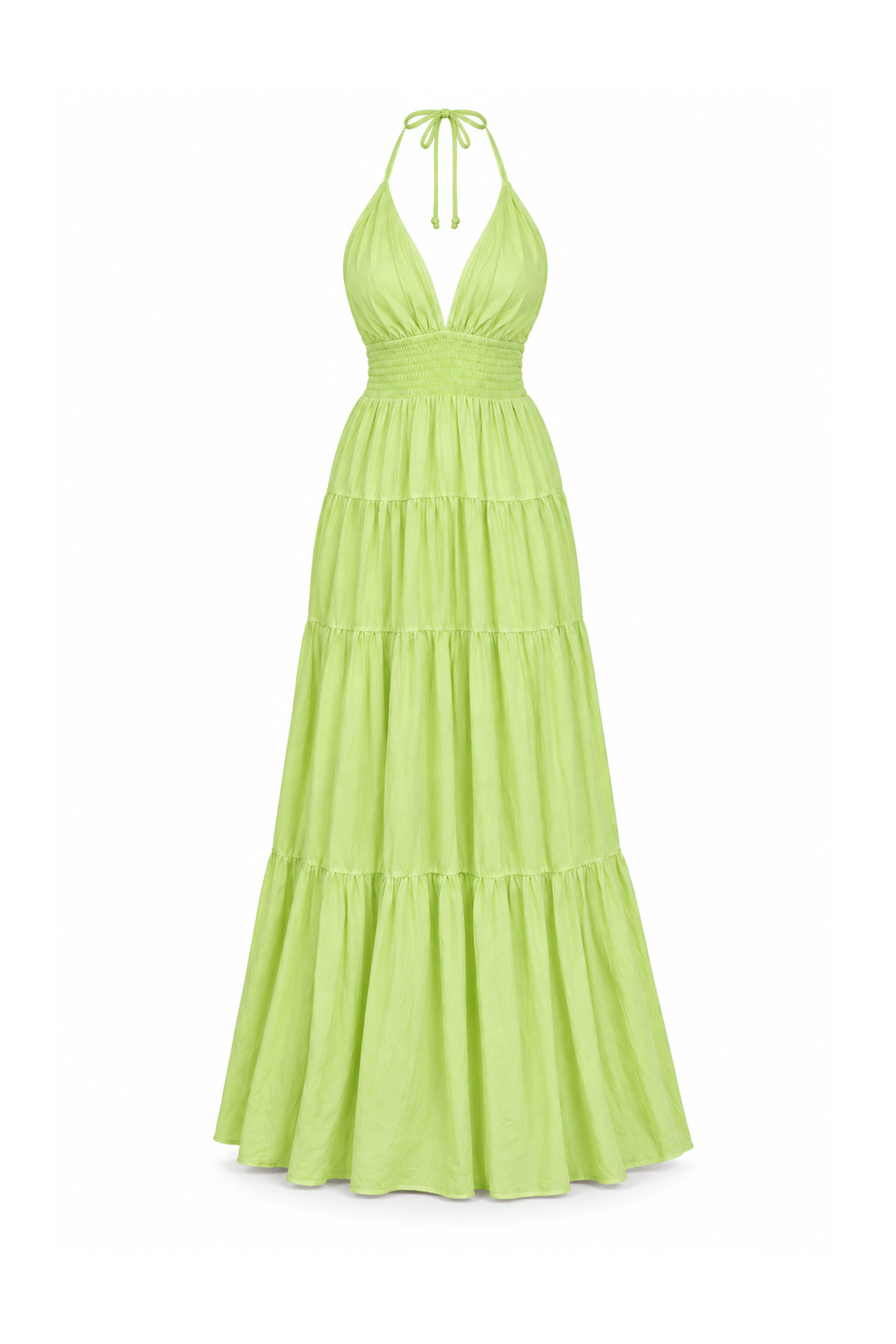 Rayon Long Halter Dress - Light Green - ghost mannequin, normalized primary image