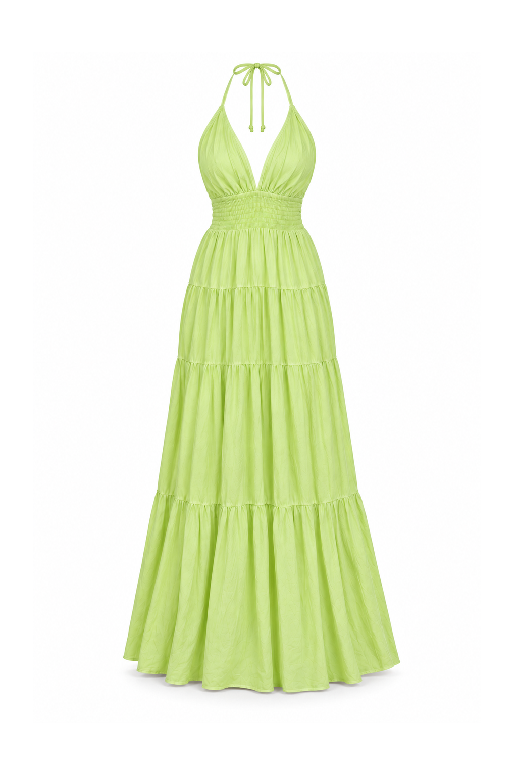 Rayon Long Halter Dress - Light Green - ghost mannequin, normalized primary image
