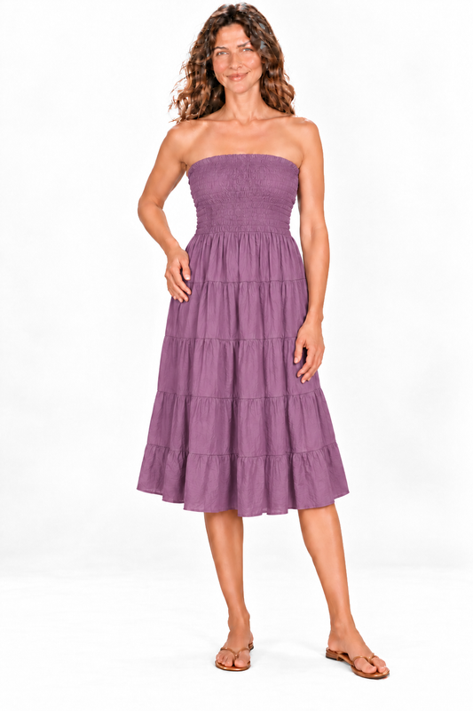 Rayon Strapless Dress and Skirt - Purple — Dress front view